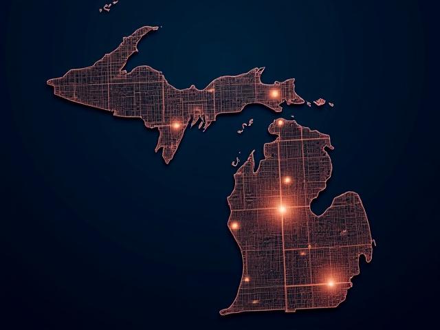 Map of Michigan and Midwest showing expedited shipping zones
